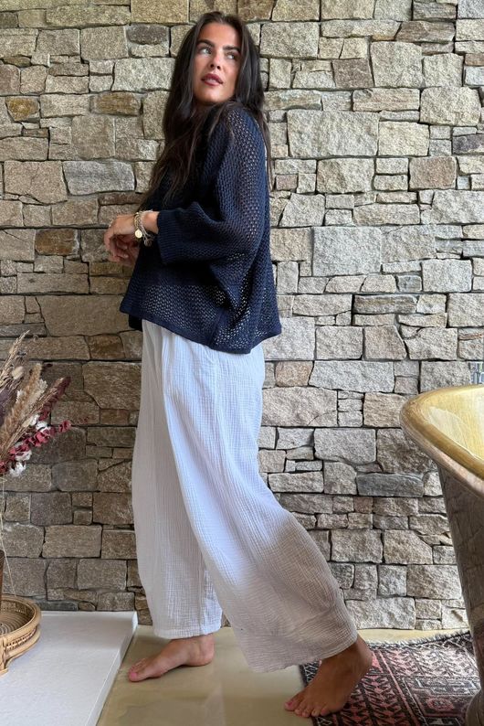 Conrad Grunge Loose Cotton Knit Navy